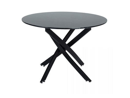 Round Marble-Effect Table – Black