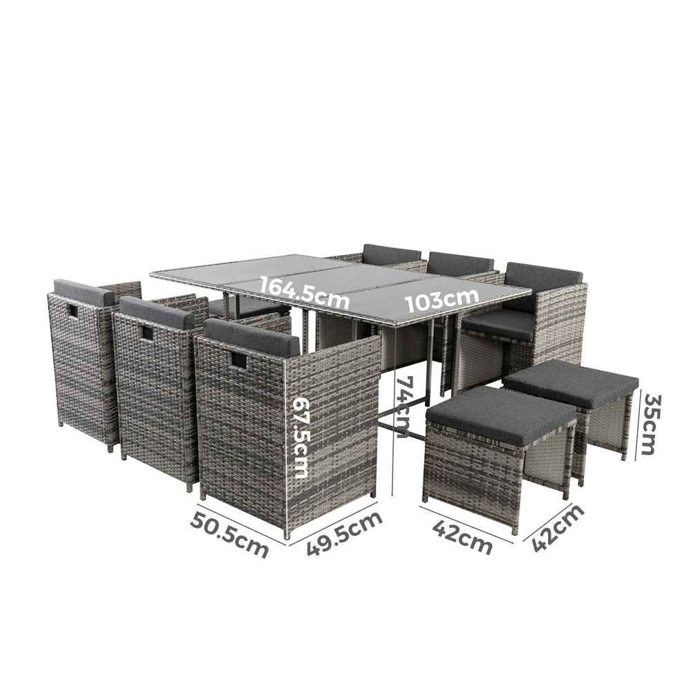 Bali 11 Piece Outdoor Dining Set – Grey