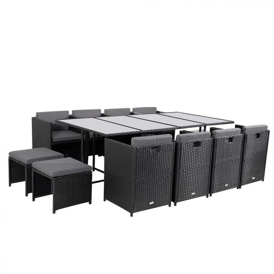 Bali 13PC Outdoor Dining Set – Black