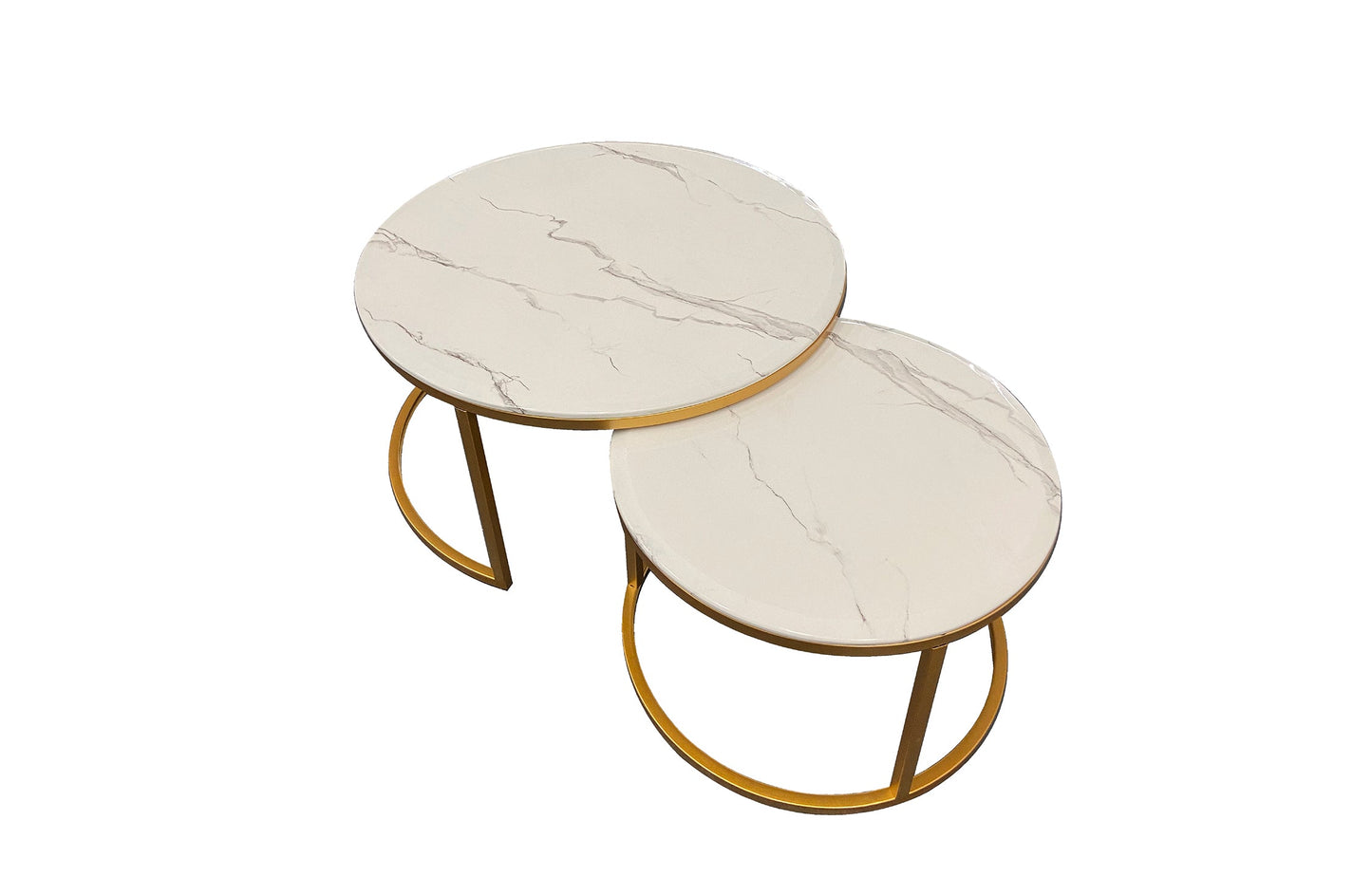 Nesting style Coffee Table - White on Champagne Gold - 60cm/45cm