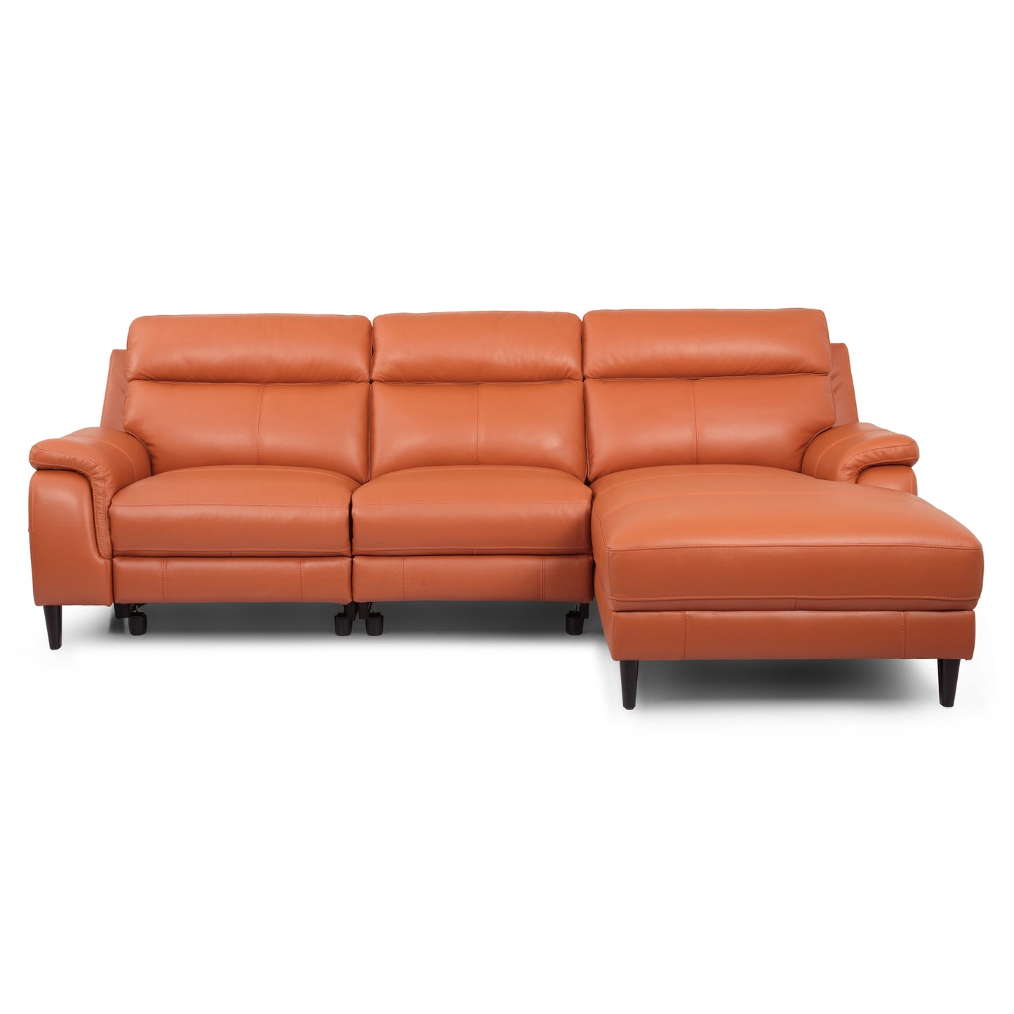 Ella 3 Seater Genuine Leather Sofa Lounge Electric Powered Recliner RHF Chaise Tan