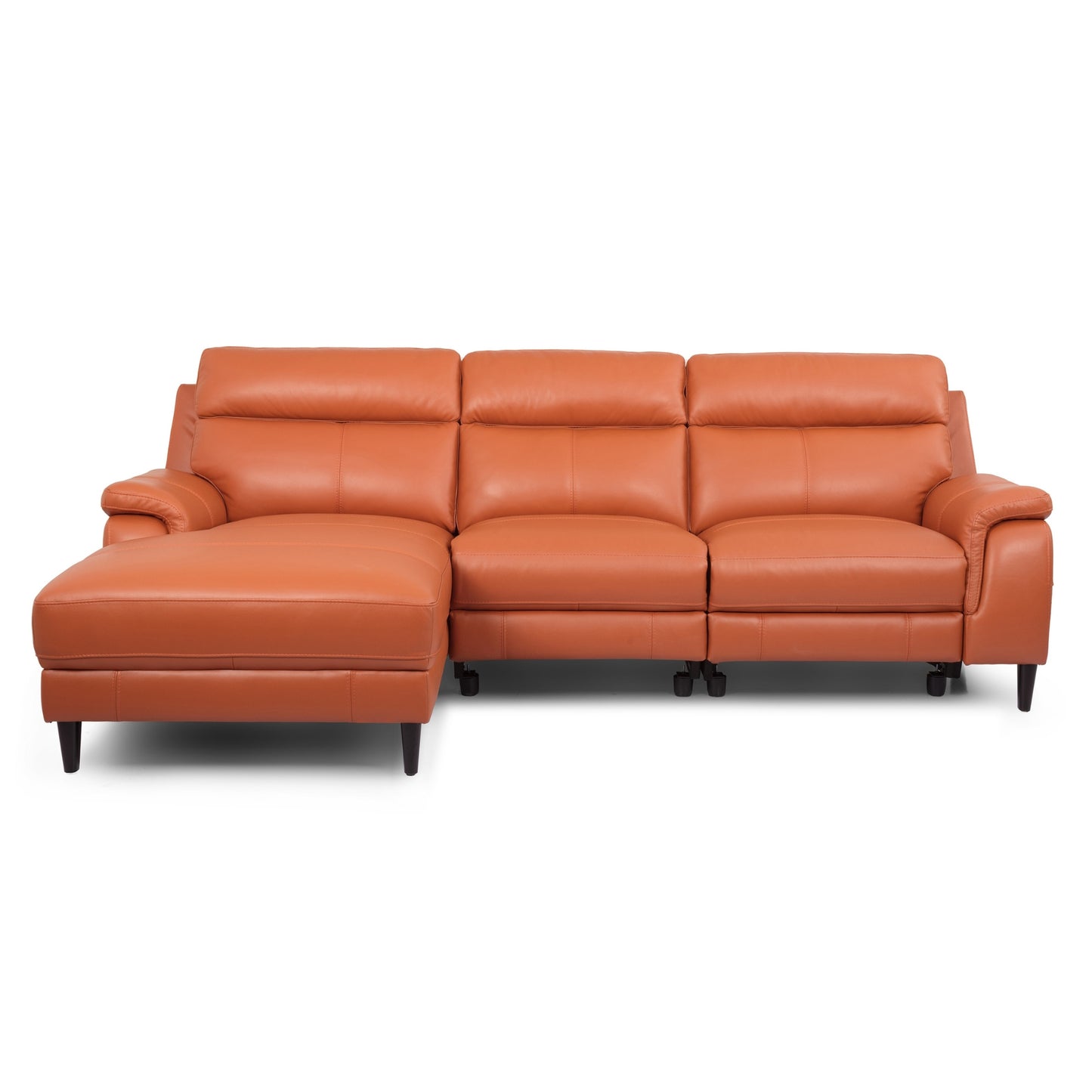 Ella 3 Seater Genuine Leather Sofa Lounge Electric Powered Recliner LHF Chaise Tan