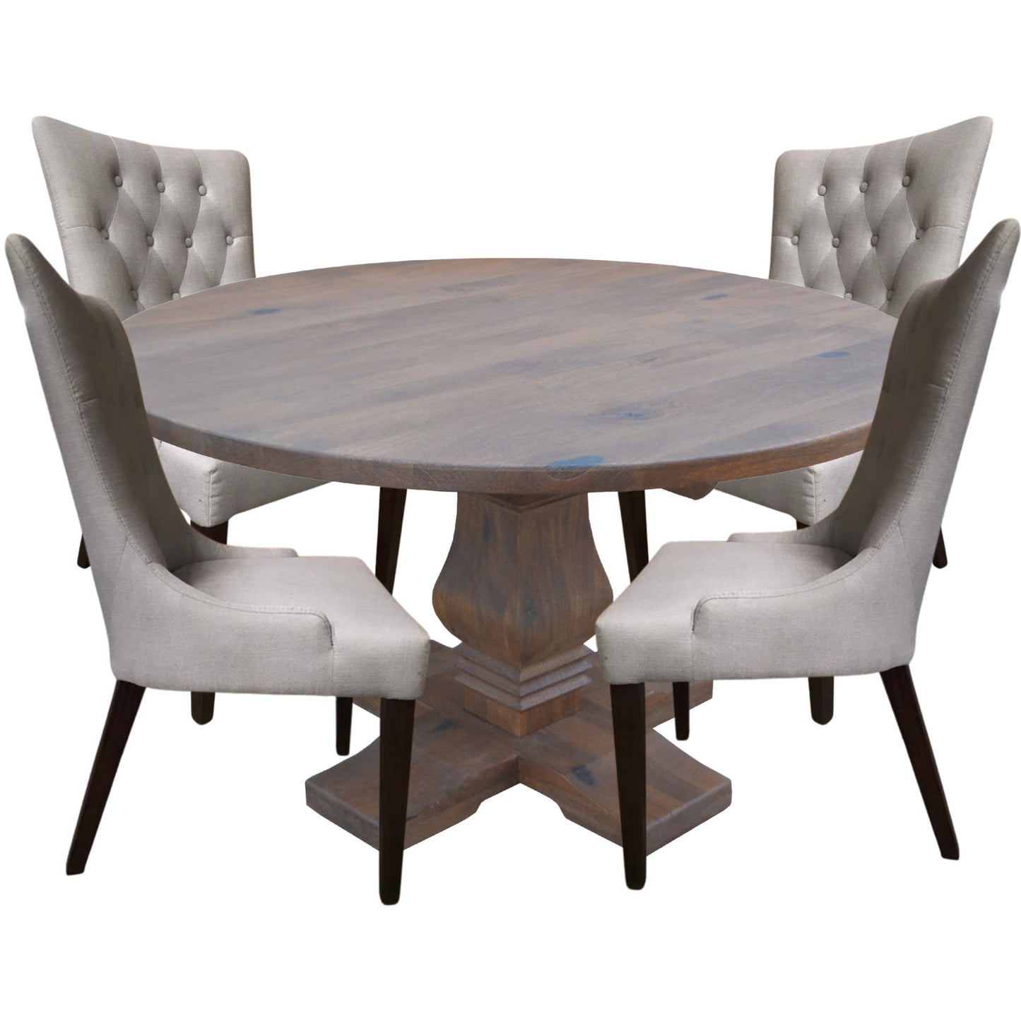 Florence 5pc Round Dining Table Set 135cm 4 Fabric Chair French Provincial
