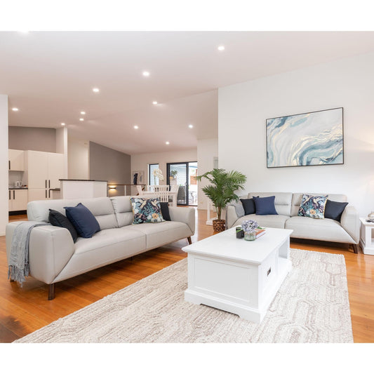 Downy Genuine Leather Sofa 2 Seater Upholstered Lounge Couch - Silver