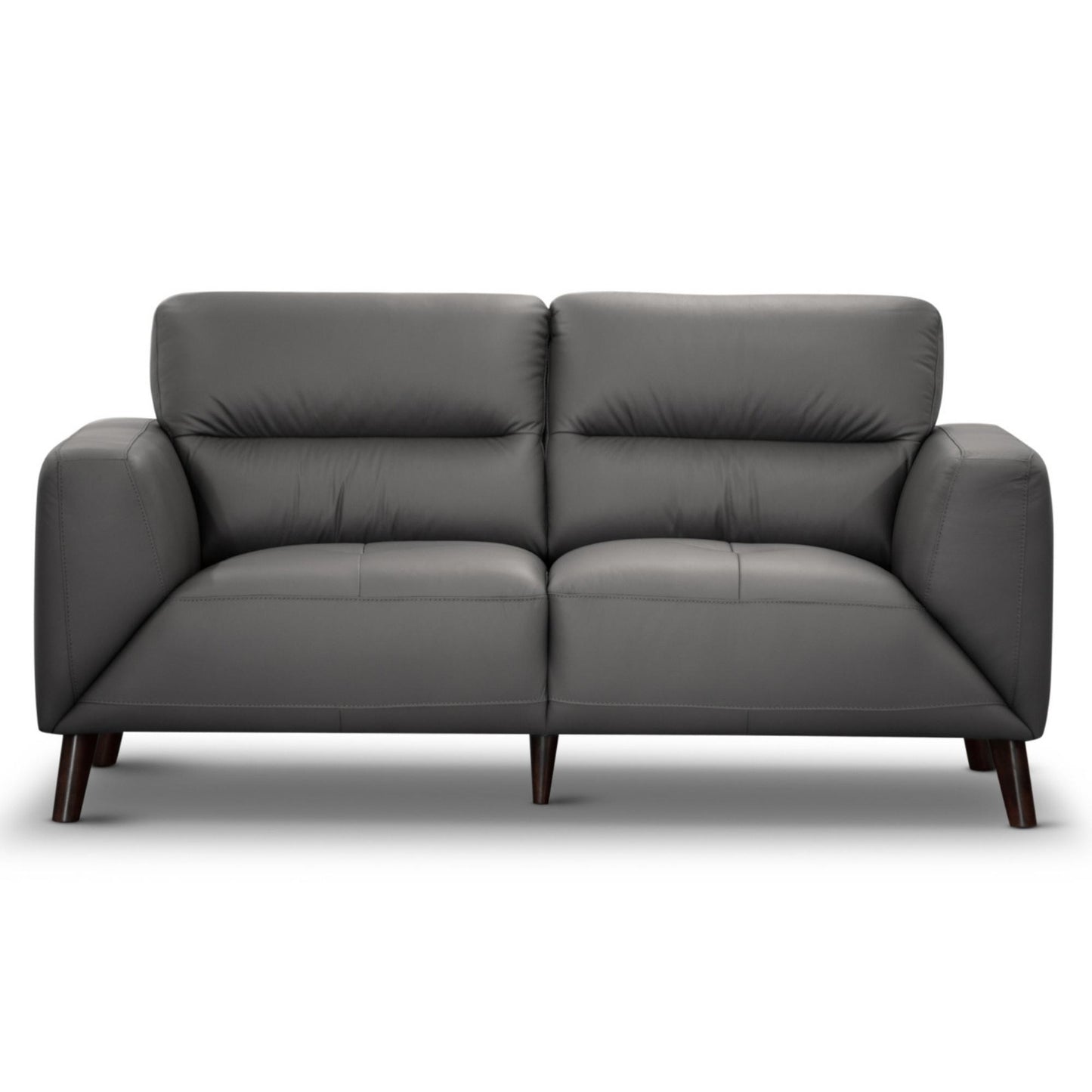 Downy Genuine Leather Sofa 2 Seater Upholstered Lounge Couch - Gunmetal