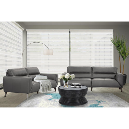 Downy Genuine Leather Sofa 3 Seater Upholstered Lounge Couch - Gunmetal