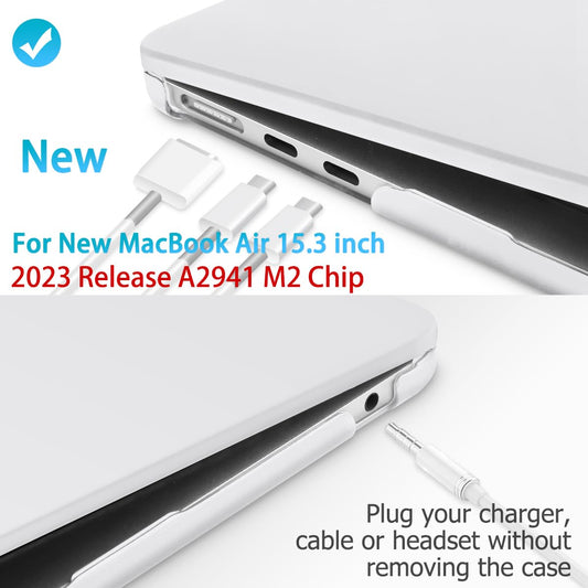 15 inch Air 2023 MacBook Air Matte Case A2941 M2 Chip Hard Shell Case Keyboard Cover White