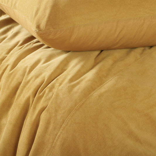 Vintage Design Homewares Gold Harmony Cotton Corduroy Quilt Cover Set Single