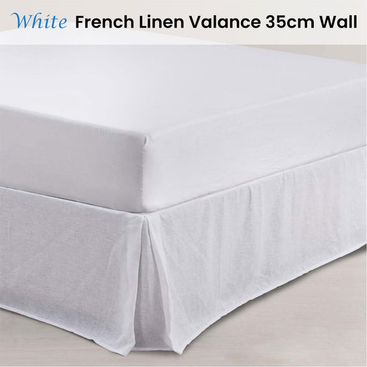 Vintage Design Homewares White French Linen Valance 35cm Wall King