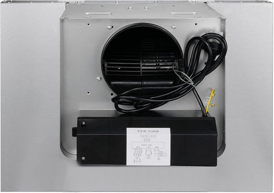 Empava 60cm Wall Mount Range Hood with Push Button Controls - Ducted Exhaust Kitchen Vent - 3 Speed Fan - Permanent Filter - LEDs Light in Stainless Steel