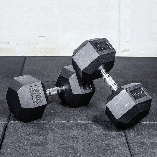 25KG Commercial Rubber Hex Dumbbell Gym Weight