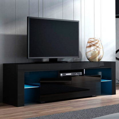 Artiss TV Cabinet Entertainment Unit Stand RGB LED Gloss Furniture 130cm Black