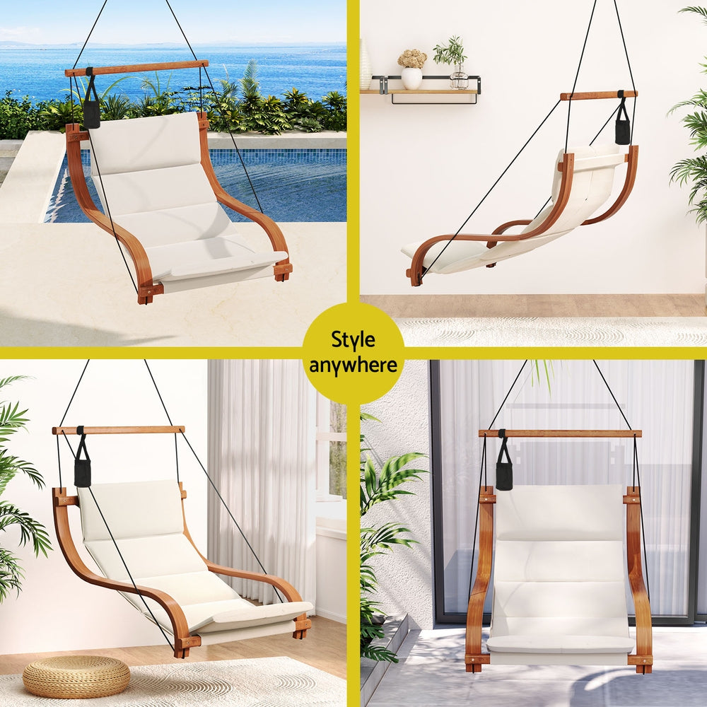 Gardeon Wooden Hammock Chair Hanging Chair Indoor Outdoor Garden Patio Furniture