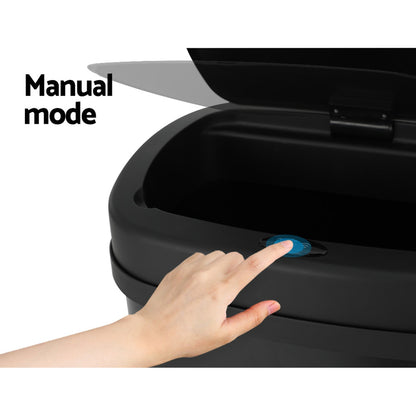 Devanti Sensor Bin 50L Motion Rubbish Trash Can Auto Touch Free Kitchen Black