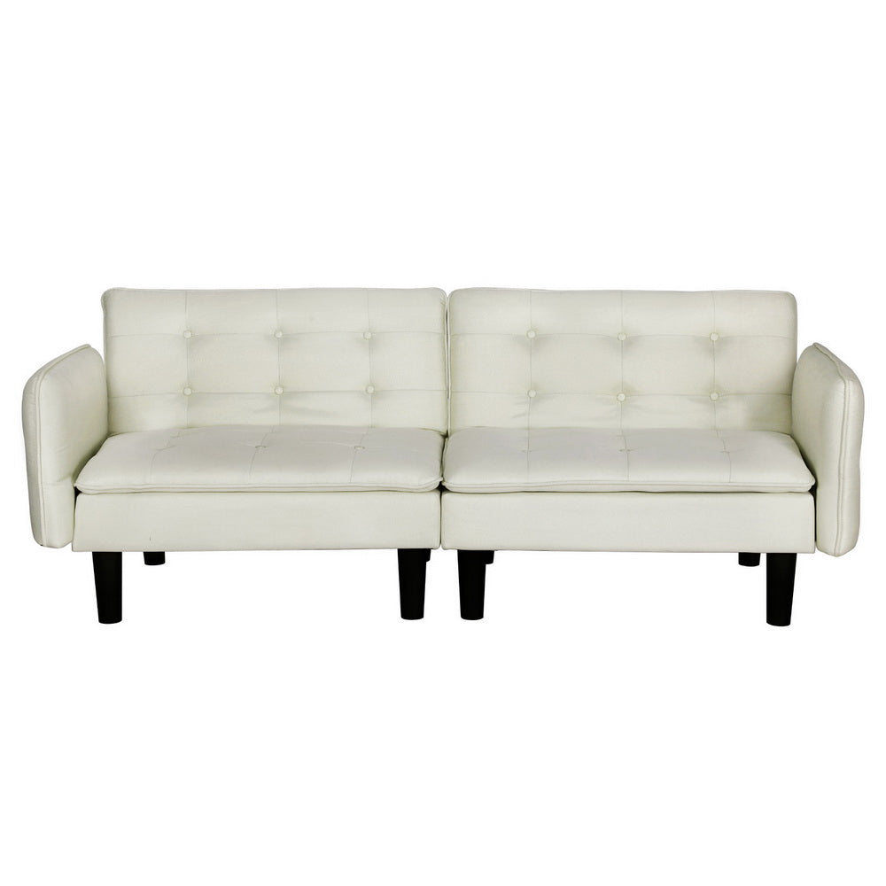 Artiss Sofa Bed 192CM Beige Faux Linen Fabric