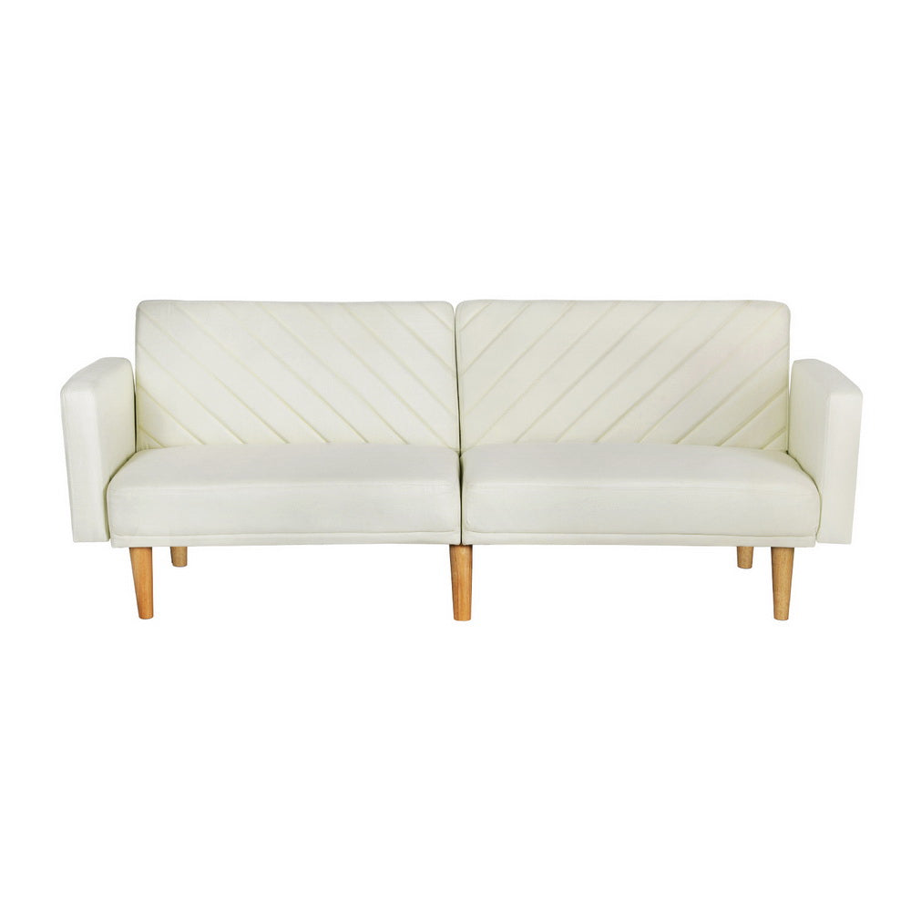 Artiss Sofa Bed 195CM Beige Faux Linen