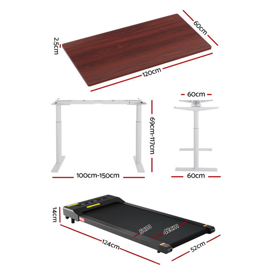 Artiss 120cm Automatic Standing Desk with 400mm Electric Walking Pad Treadmill
