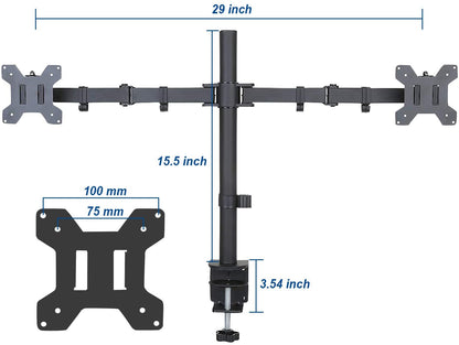 360 Degree Rotation Dual LCD LED Monitor Desk Mount Stand Fits 2 Screens Up to 27"