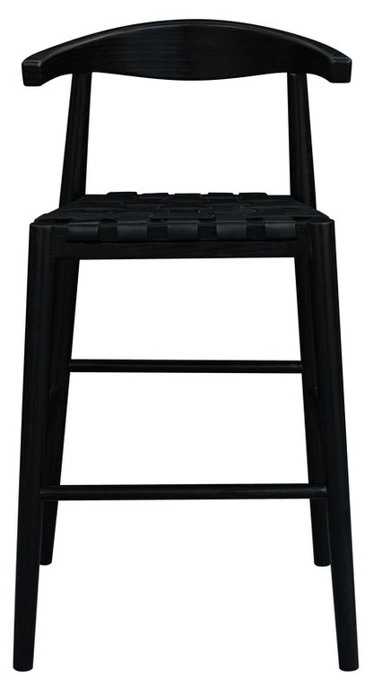 Elliot Genuine Leather Barstool - Set of 2 (Black)