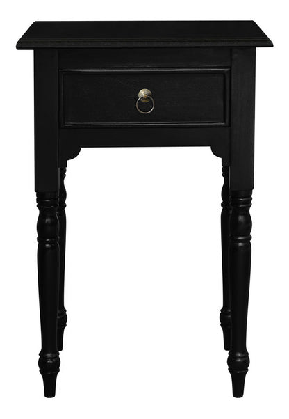 Milly Turn Leg 1 Drawer Side Table  (Black)