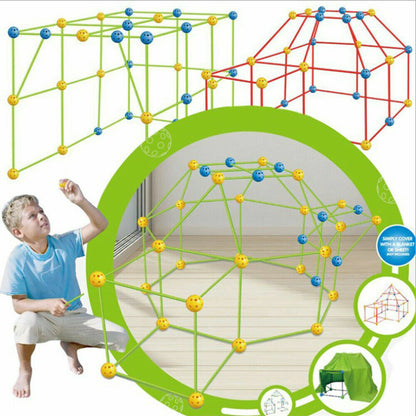 175pcs Kids Construction Fort Building Kit Castles 3D Play House Tent Toy Gift