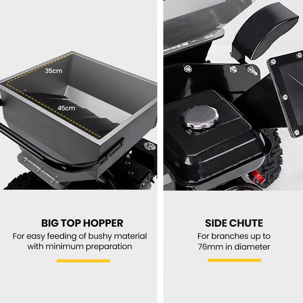MICHIGAN 7HP 212cc Petrol Commercial Wood Chipper Shredder, Tree Mulcher - Raptor 950