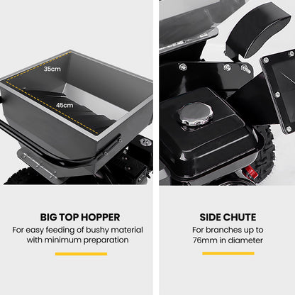 MICHIGAN 7HP 212cc Petrol Commercial Wood Chipper Shredder, Tree Mulcher - Raptor 950
