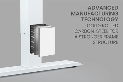 Fortia L Shaped Sit To Stand Up Corner Standing Desk, 72-120cm, Dual Motor, Adjustable Height Electric, 80kg Load, Left-Hand Sided, White