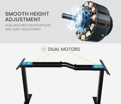 Fortia L Shaped Sit To Stand Up Corner Standing Desk, 72-120cm, Dual Motor, Adjustable Height Electric, 80kg Load, Right-Hand Sided, Black