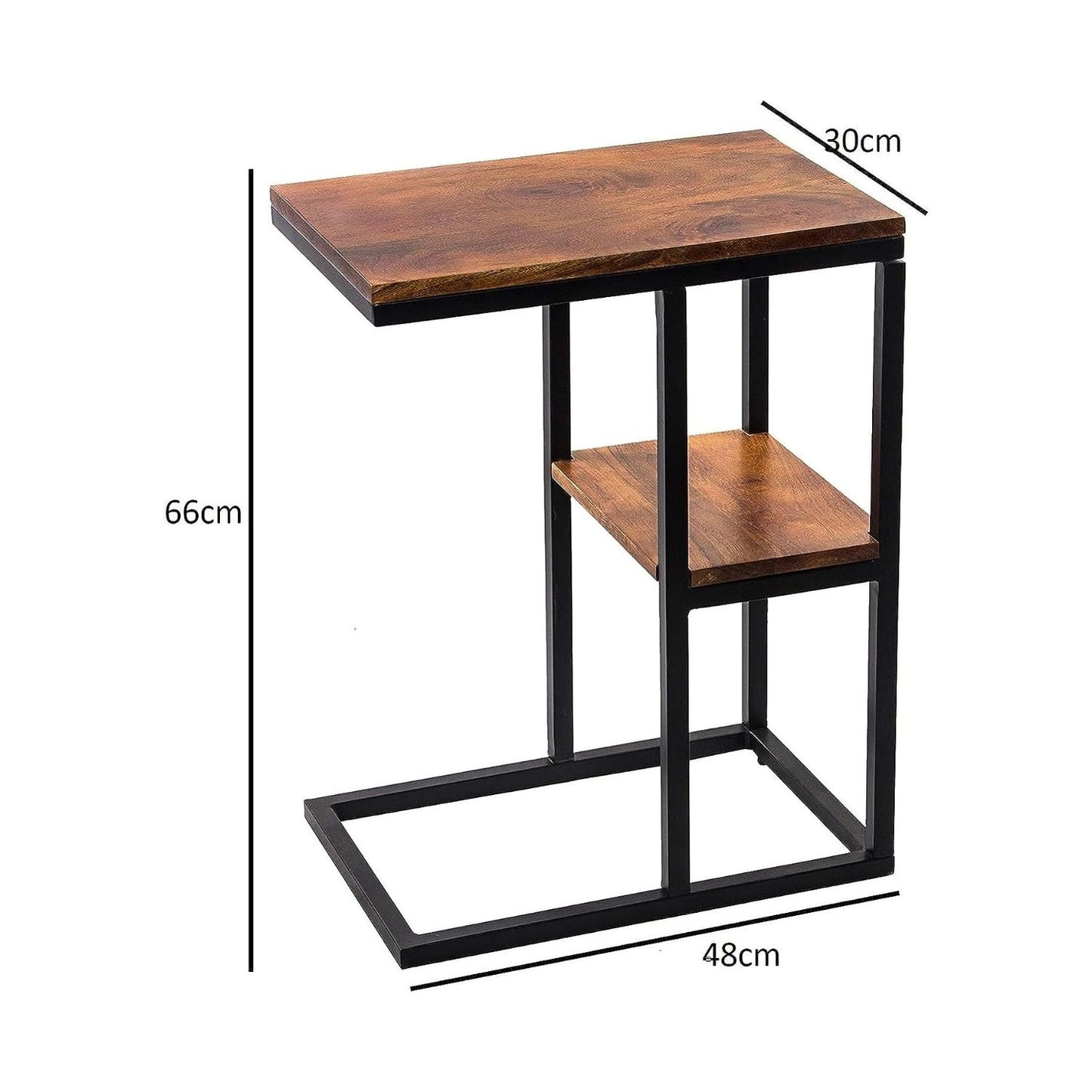 EKKIO C-Shaped 2-tier End Table with Anti Slip Base (Walnut) EK-CST-101-YXH
