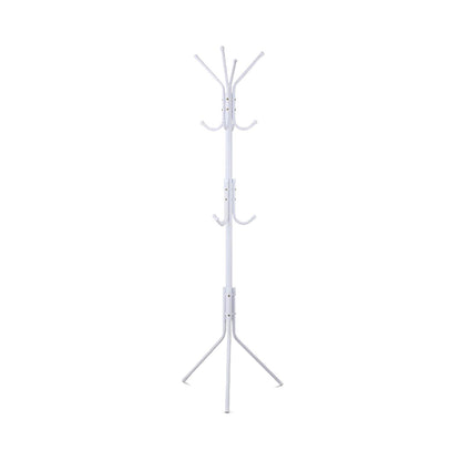 EKKIO 12 Hook Metal Coat Rack Stand with 3-Tier Hat Hanger (White) EK-CRS-100-GQR