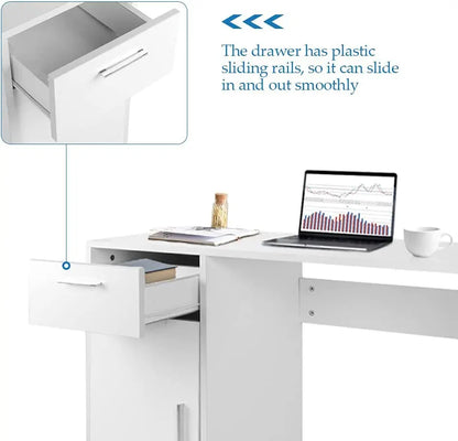 EKKIO Office Computer Desk with 1 Drawer (White) EK-CD-100-LD