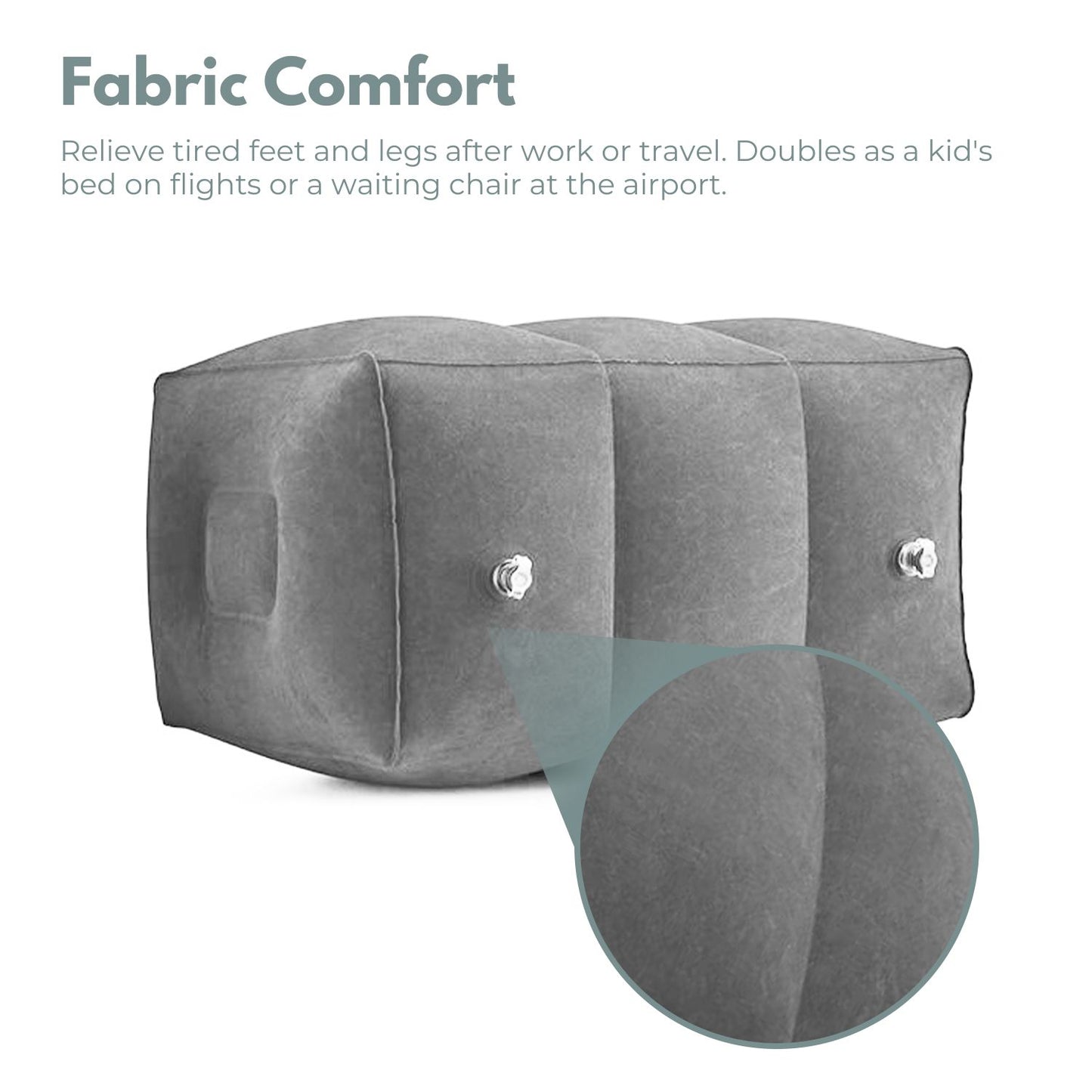 GOMINIMO Inflatable Travel Foot Rest Pillow with Adjustable Three Layers Height (Grey) GO-IFRP-101-TR