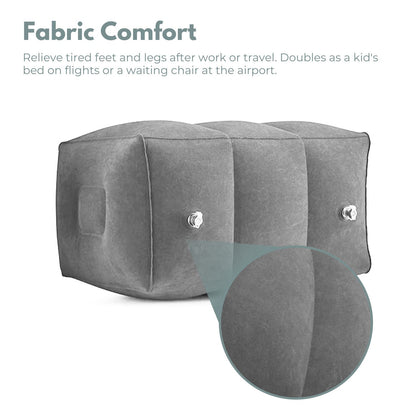 GOMINIMO Inflatable Travel Foot Rest Pillow with Adjustable Three Layers Height (Grey) GO-IFRP-101-TR
