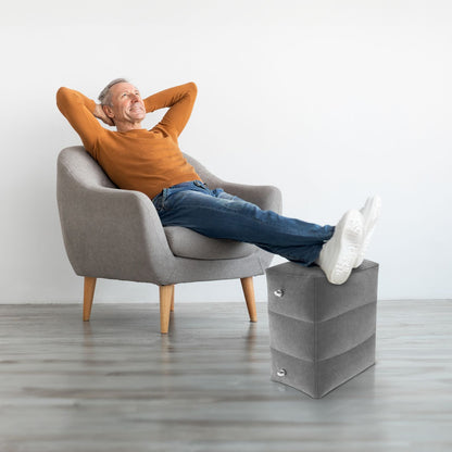 GOMINIMO Inflatable Travel Foot Rest Pillow with Adjustable Three Layers Height (Grey) GO-IFRP-101-TR