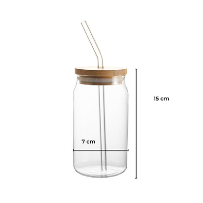 GOMINIMO 6 Pcs Clear Drinking Glasses with Bamboo Lids and Glass Straw(16 Oz ) GO-DG-100-FH