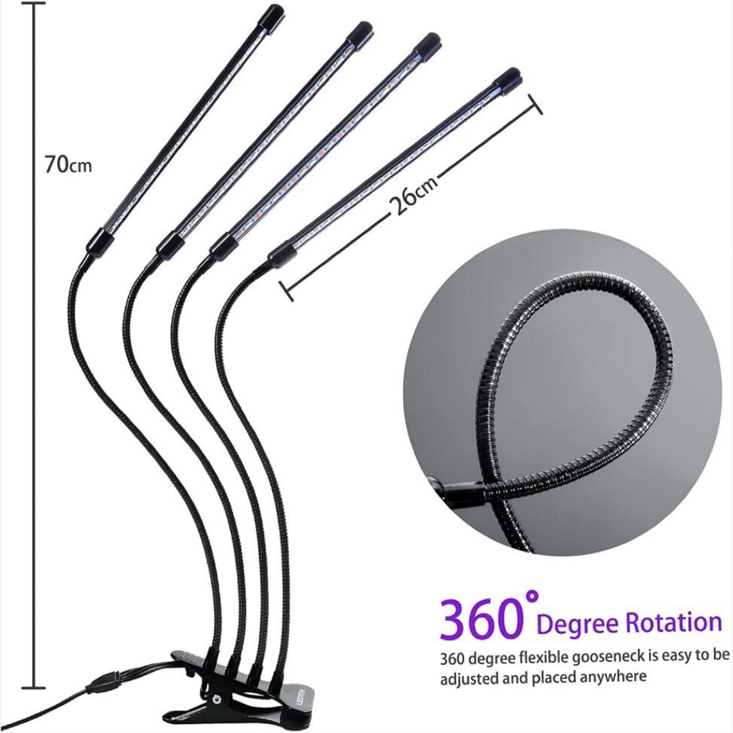 NOVEDEN Plant Grow Light 4 Head Grow Lamp