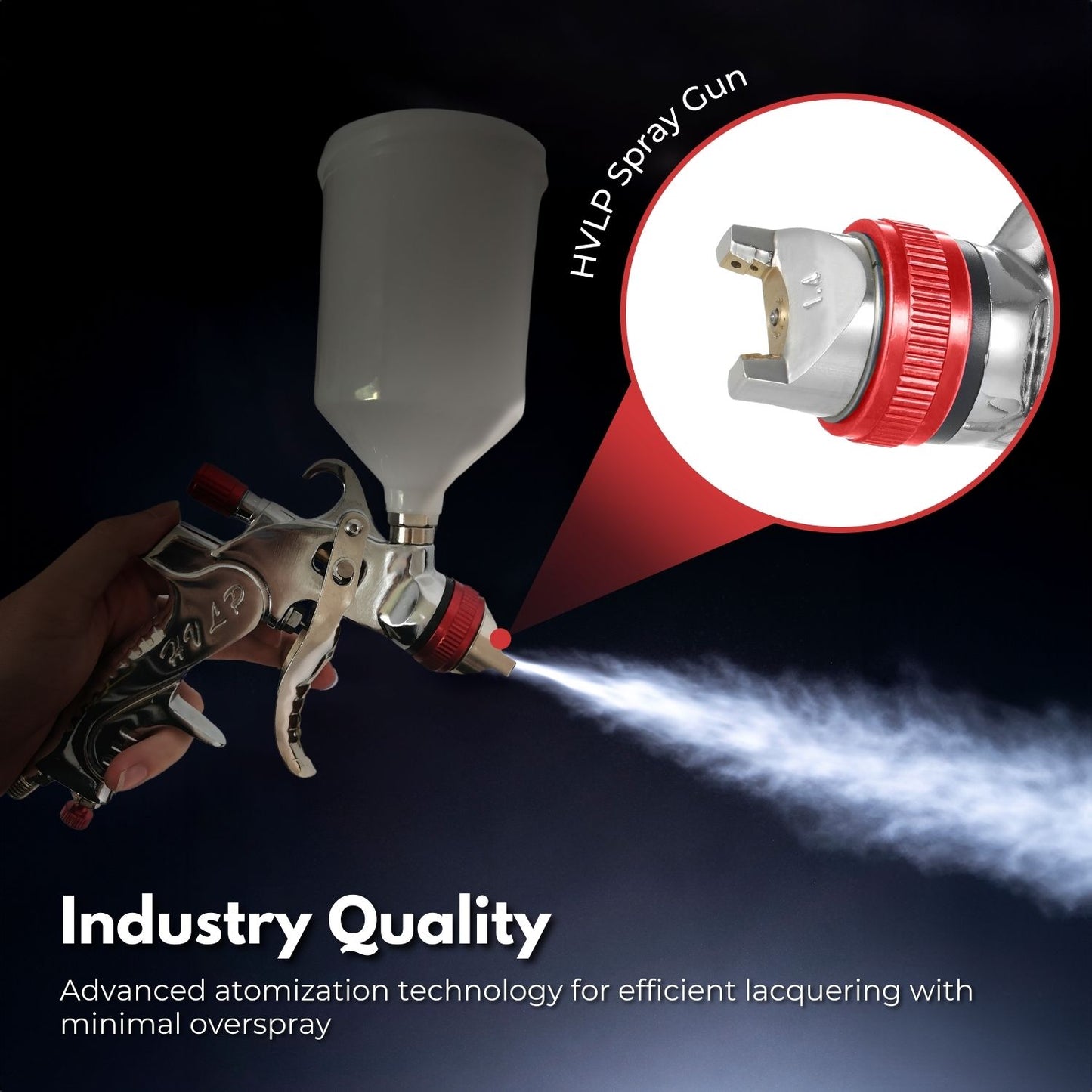 RYNOMATE Gravity Feed Air Spray Paint Gun Kit with 3 Nozzle (Red) RNM-PSG-100-SK