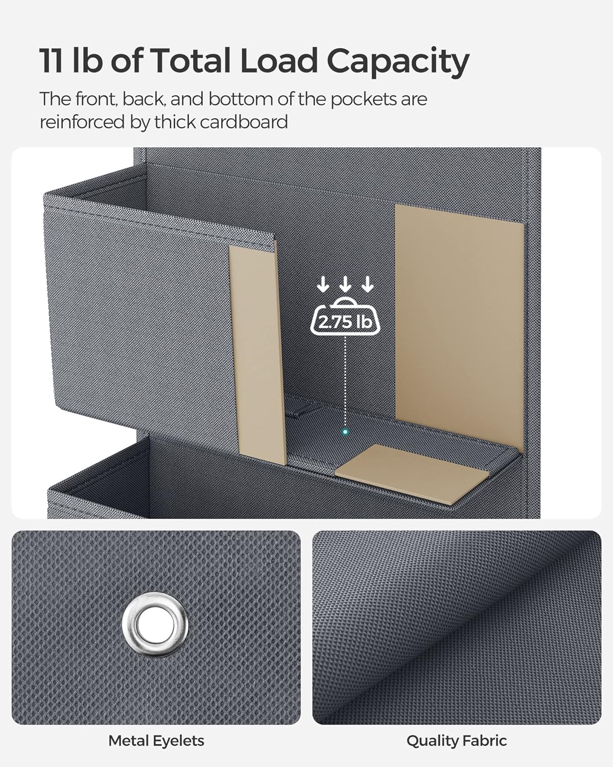 SONGMICS Hanging Closet Organizers and Storage with 4 Compartments Gray RDH04G