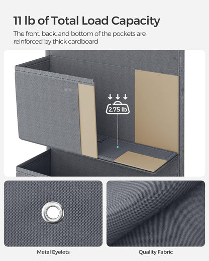 SONGMICS Hanging Closet Organizers and Storage with 4 Compartments Gray RDH04G