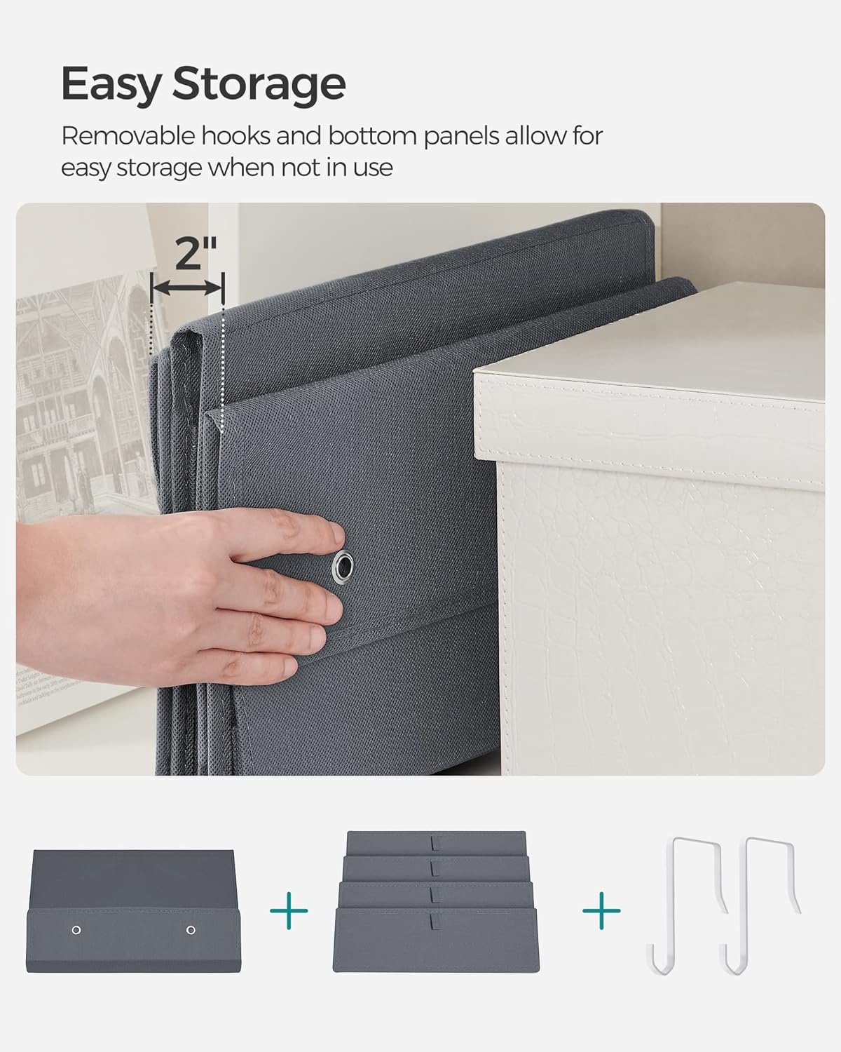 SONGMICS Hanging Closet Organizers and Storage with 4 Compartments Gray RDH04G