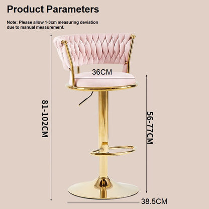 2x Height Adjustable Swivel Bar Stool Velvet Golden Base Barstools Chairs Padded Seat- Grey