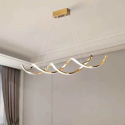 120cm Modern Minimalist Titanium Gold Pendant Light Adjustable LED Chandelier
