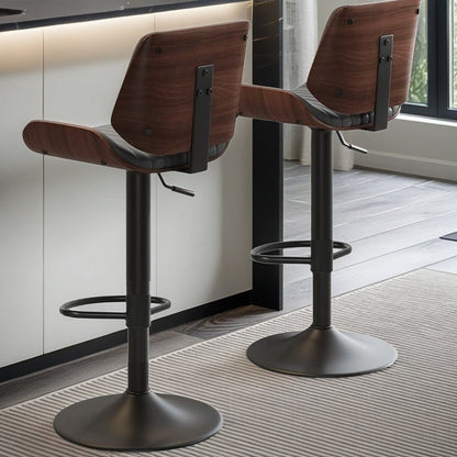 SERENITà European Wooden Modern Bar Stools Bistro Stool with Rotating and Aerodynamic Multi-levelled (Grey)