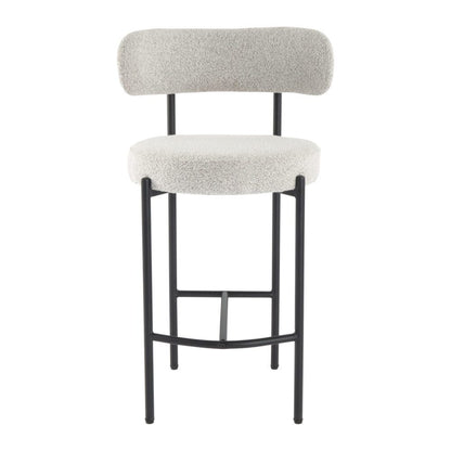 Sleek White Metal Boucle Elsa Bar Stools
