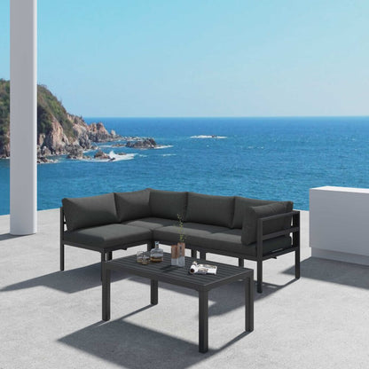 Outdoor Charcoal Grey Minimalist 5 Piece Lounge Set