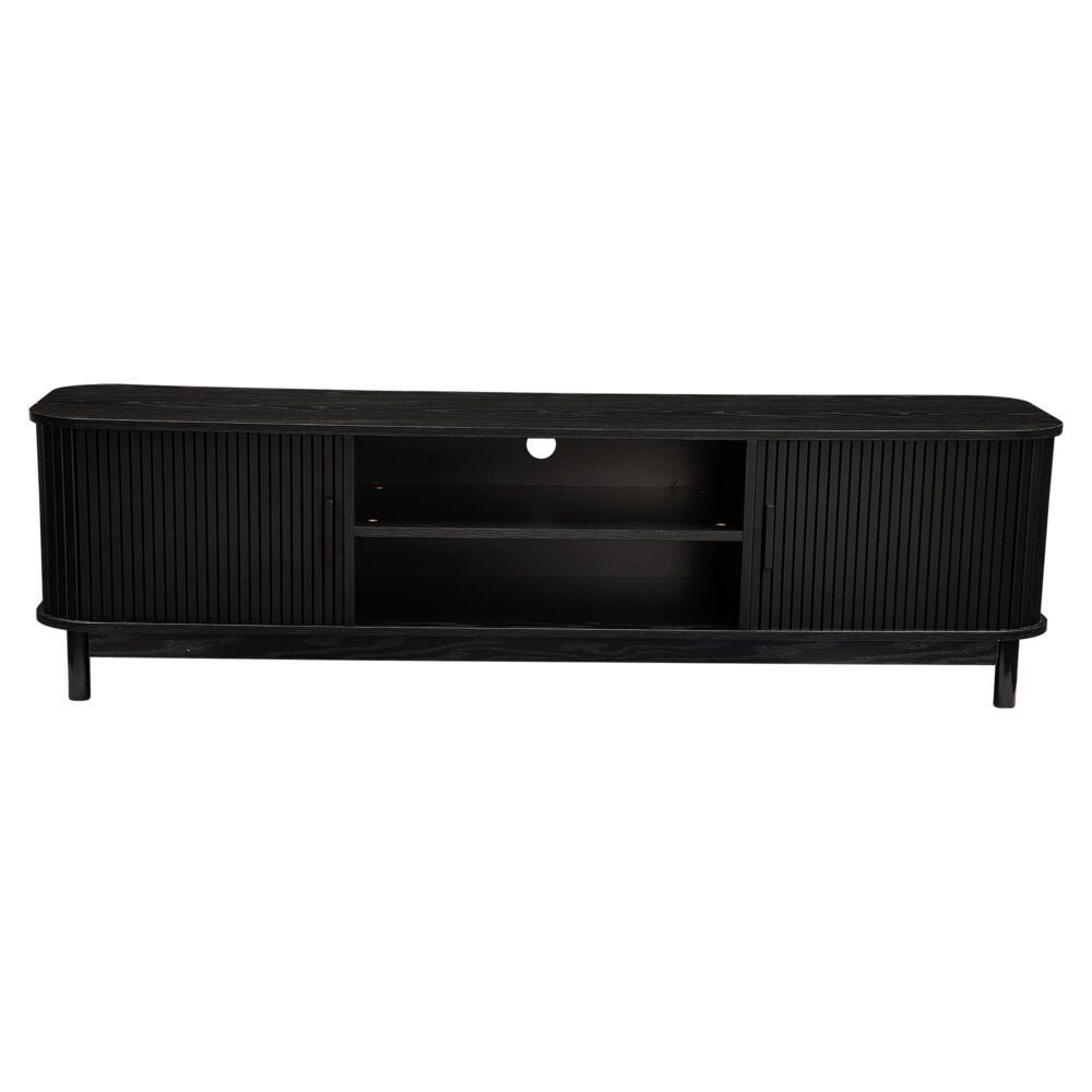 160cm Entertainment Unit Ribbed Black