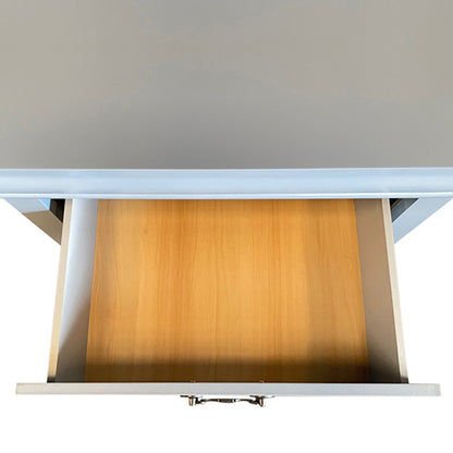 Bedside Table Grey Colour With 2 Drawers Night Stand Solid Wood Metal Handles