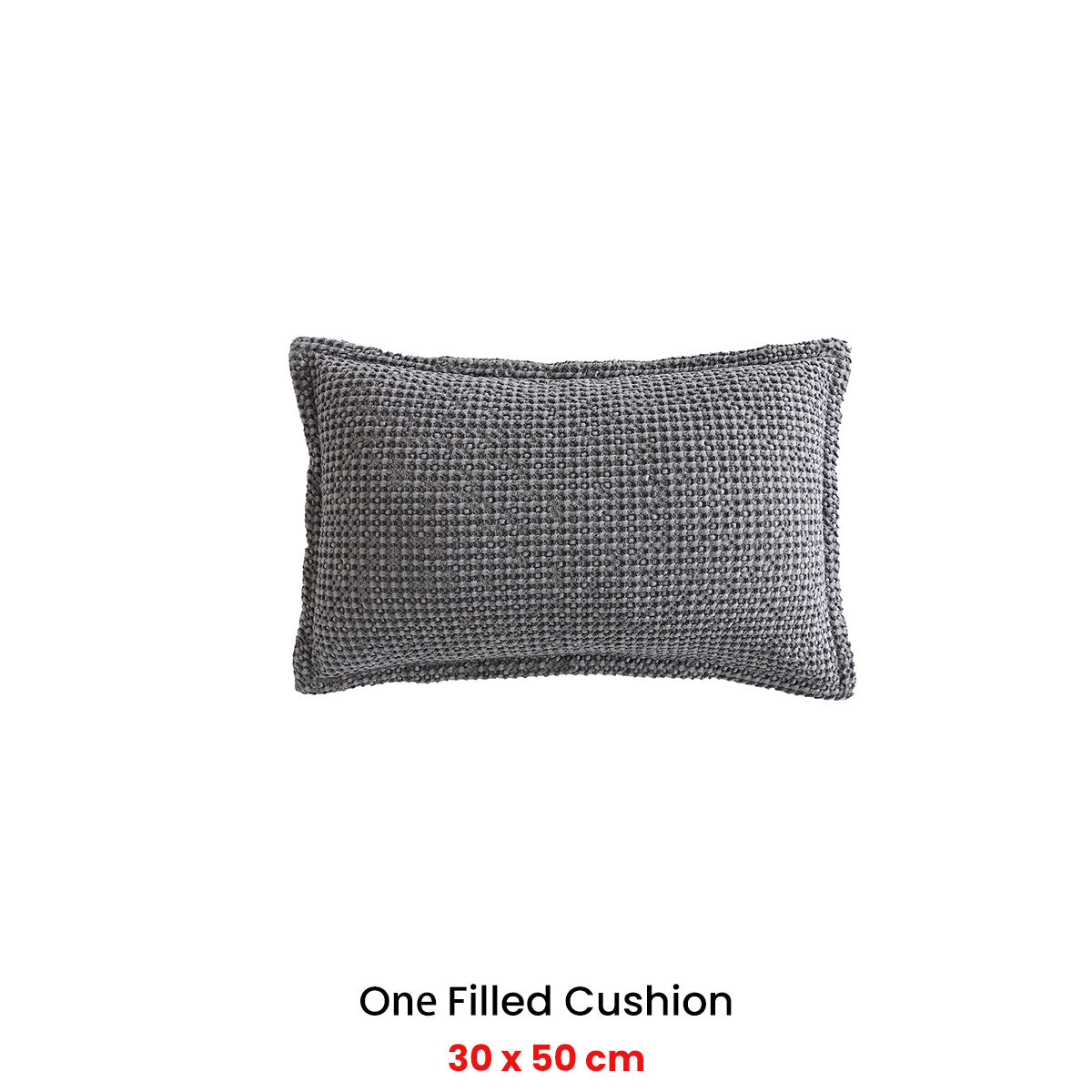 Private Collection Urban Charcoal 100% Cotton Waffle Oblong Filled Cushion