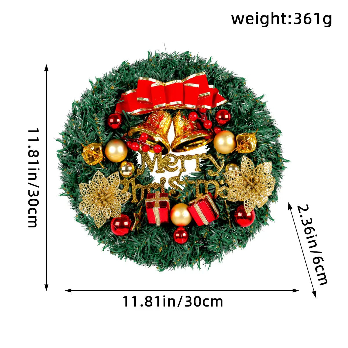 Christmas Wreath Door Garland Decoration Front Door Hanging Flowers Tree D��cor(J1-2)